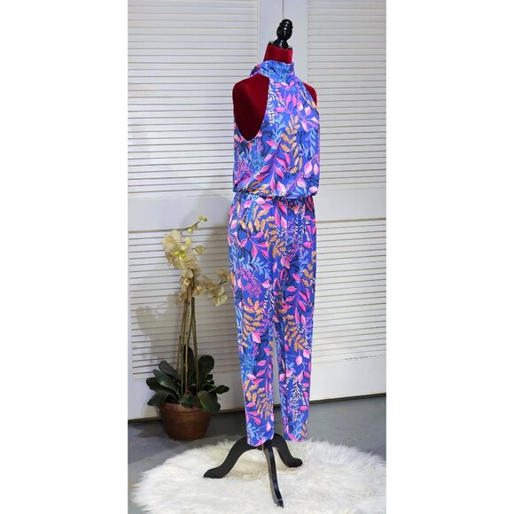Lilly Pulitzer Women's Multicolor Borealis Blue Wyota Jumpsuit Size M 2802 - Picture 3 of 16